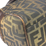 Fendi Vintage Brown Leather Trim Zucca De Jour Media Tote