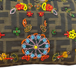 Fendi Vintage Zucca Beaded Lizard Trimmed Baguette