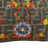 Fendi Vintage Zucca Beaded Lizard Trimmed Baguette