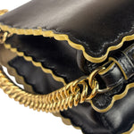Fendi Black Leather Kan I Scallop Edge Flap Bag