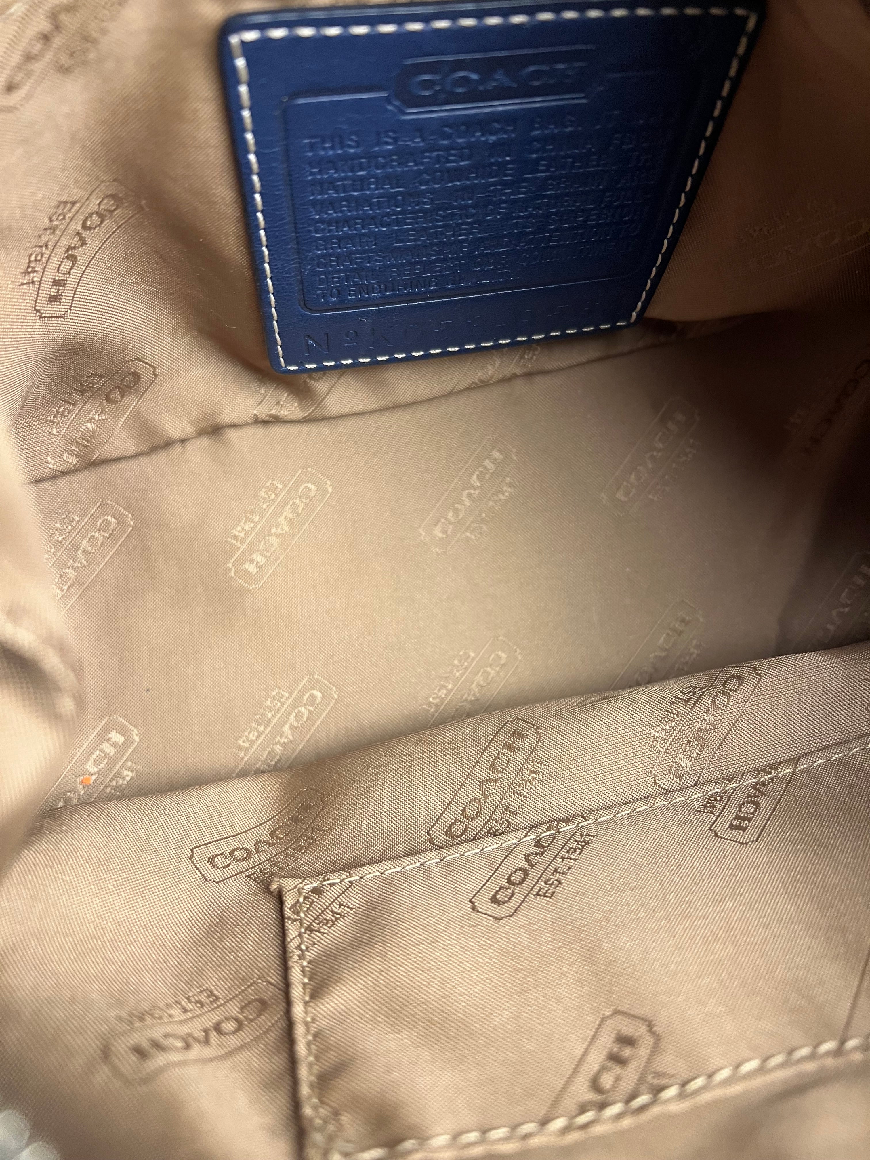Coach Leather Shoulder Bag Navy/White