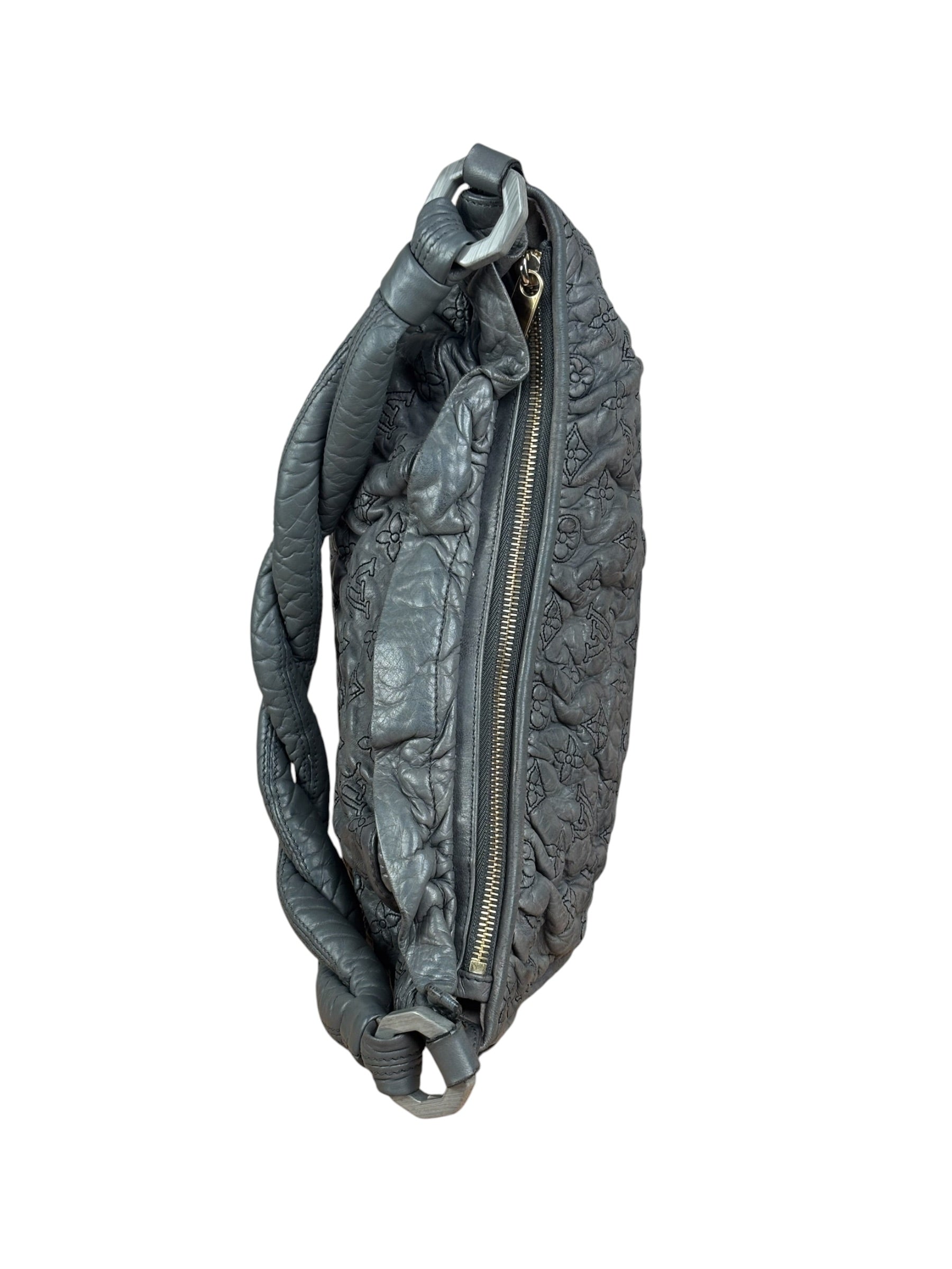 Louis Vuitton Limited Edition Grey Leather Monogram Olympe Nimbus Hobo Bag
