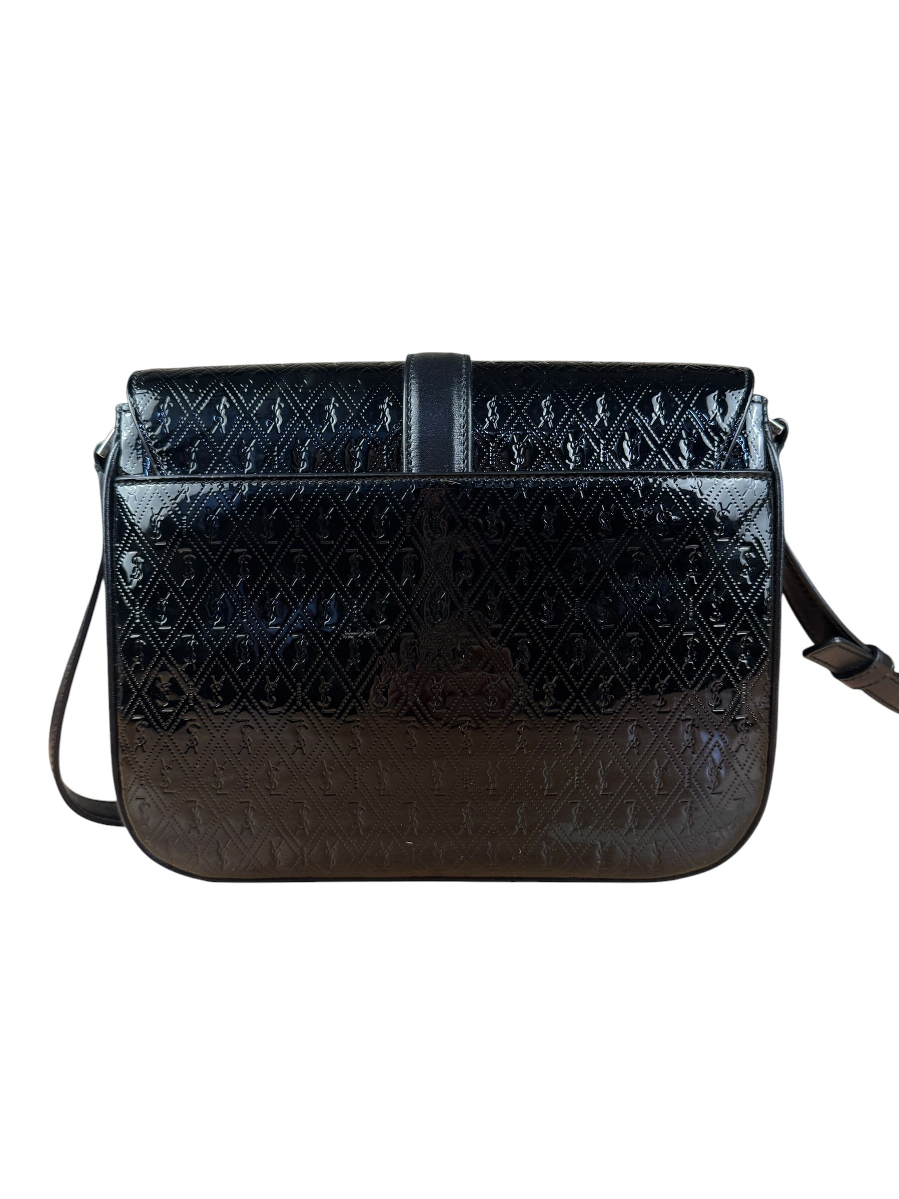 Saint Laurent Black Monogram Patent Leather Shoulder Bag