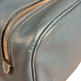 Hermes Blue Leather Cosmetic Pouch