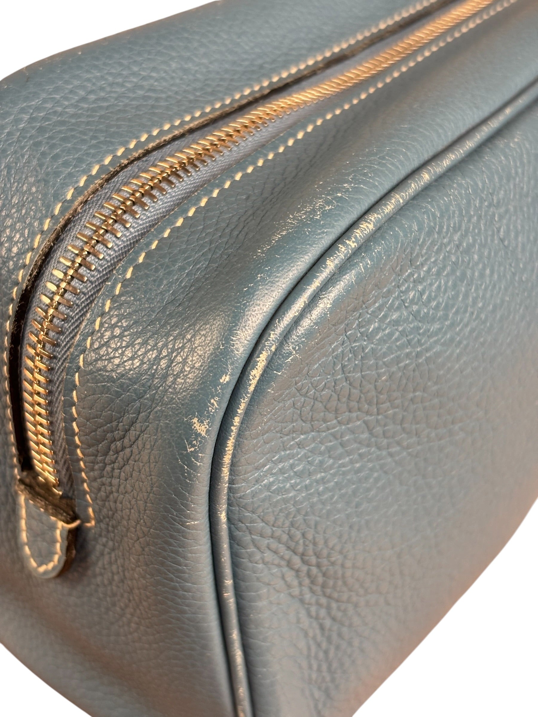 Hermes Blue Leather Cosmetic Pouch