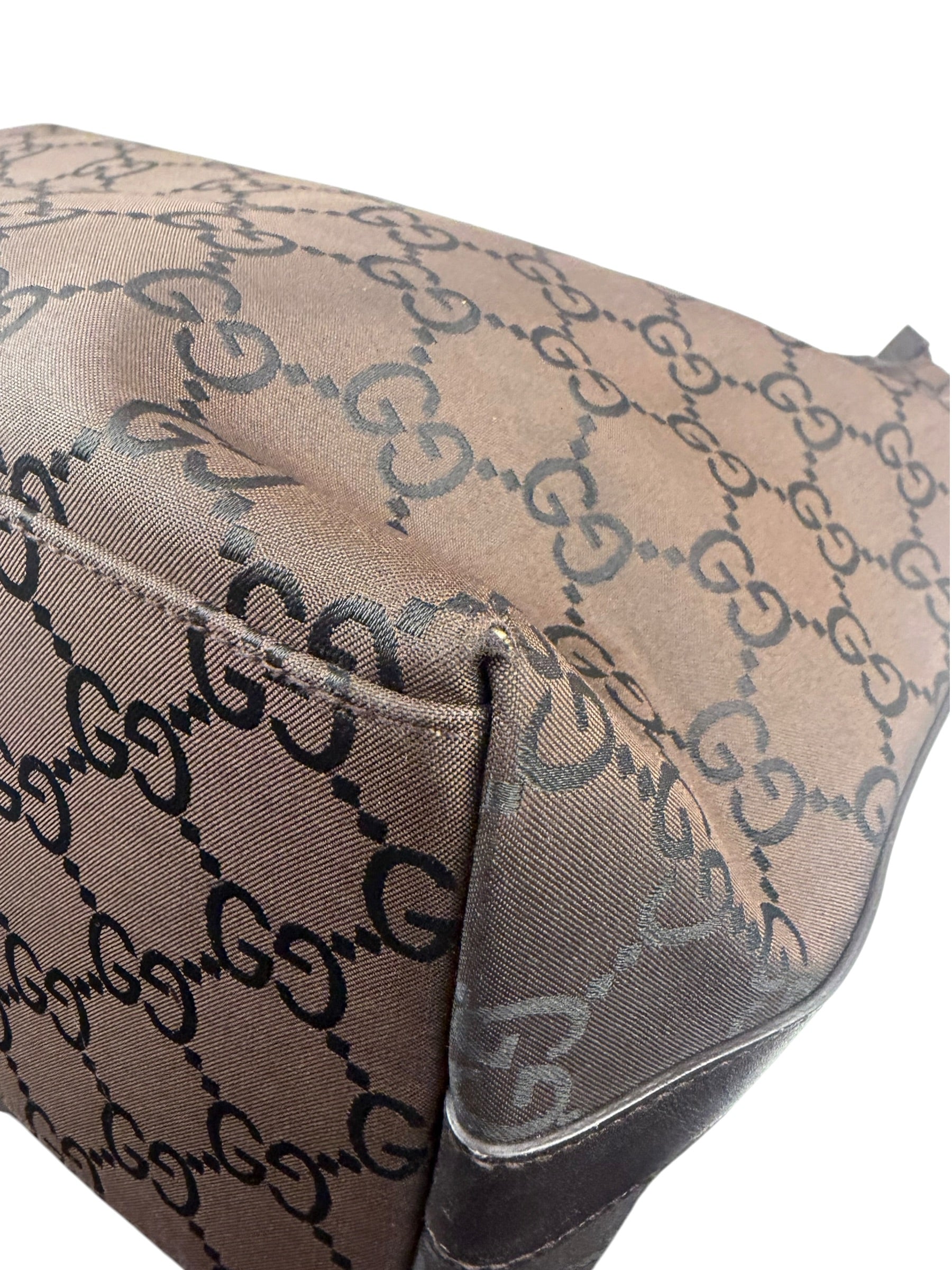 Gucci GG Monogram Brown Nylon Hobo Bag
