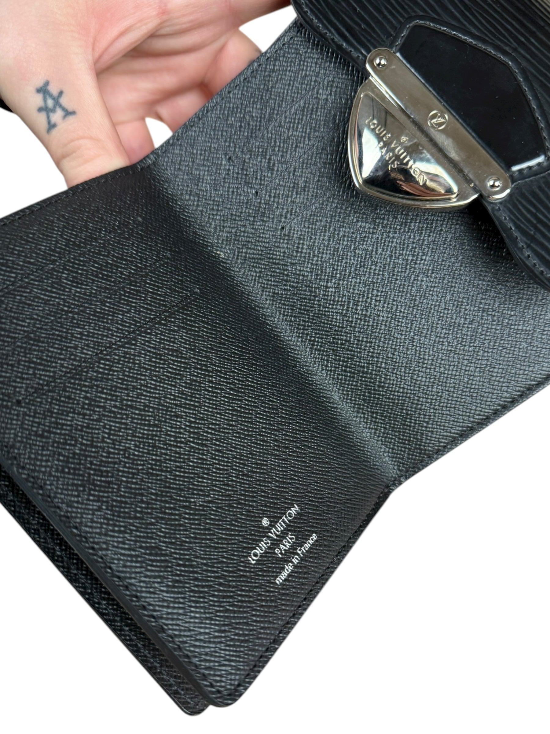 Louis Vuitton Black Epi Joey Trifold Wallet