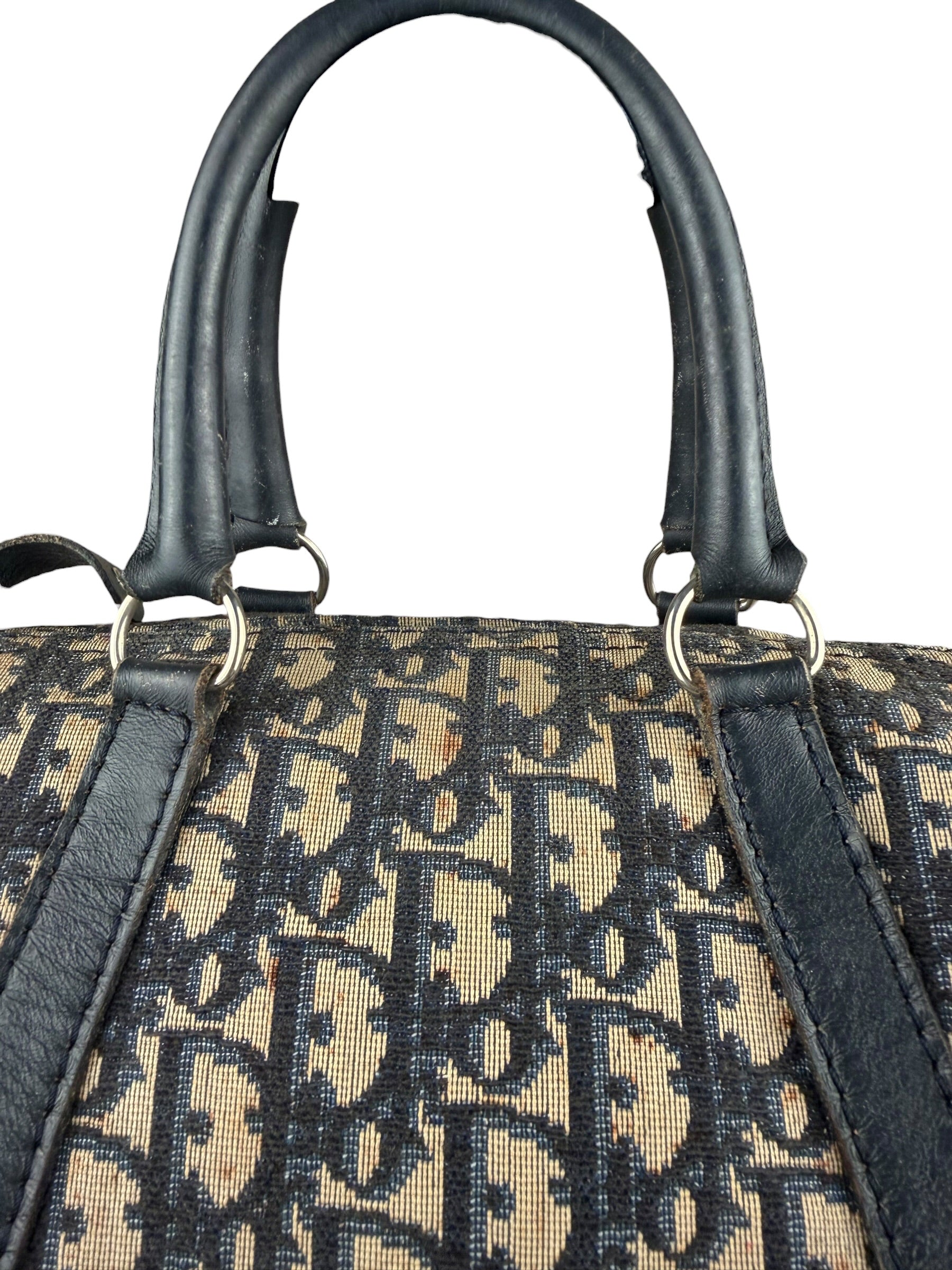 Christian Dior Vintage Canvas Monogram Trotter Oblique Boston Hand Bag