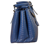 Bottega Veneta Blue Leather Small Nappa Intercciato Roma Satchel