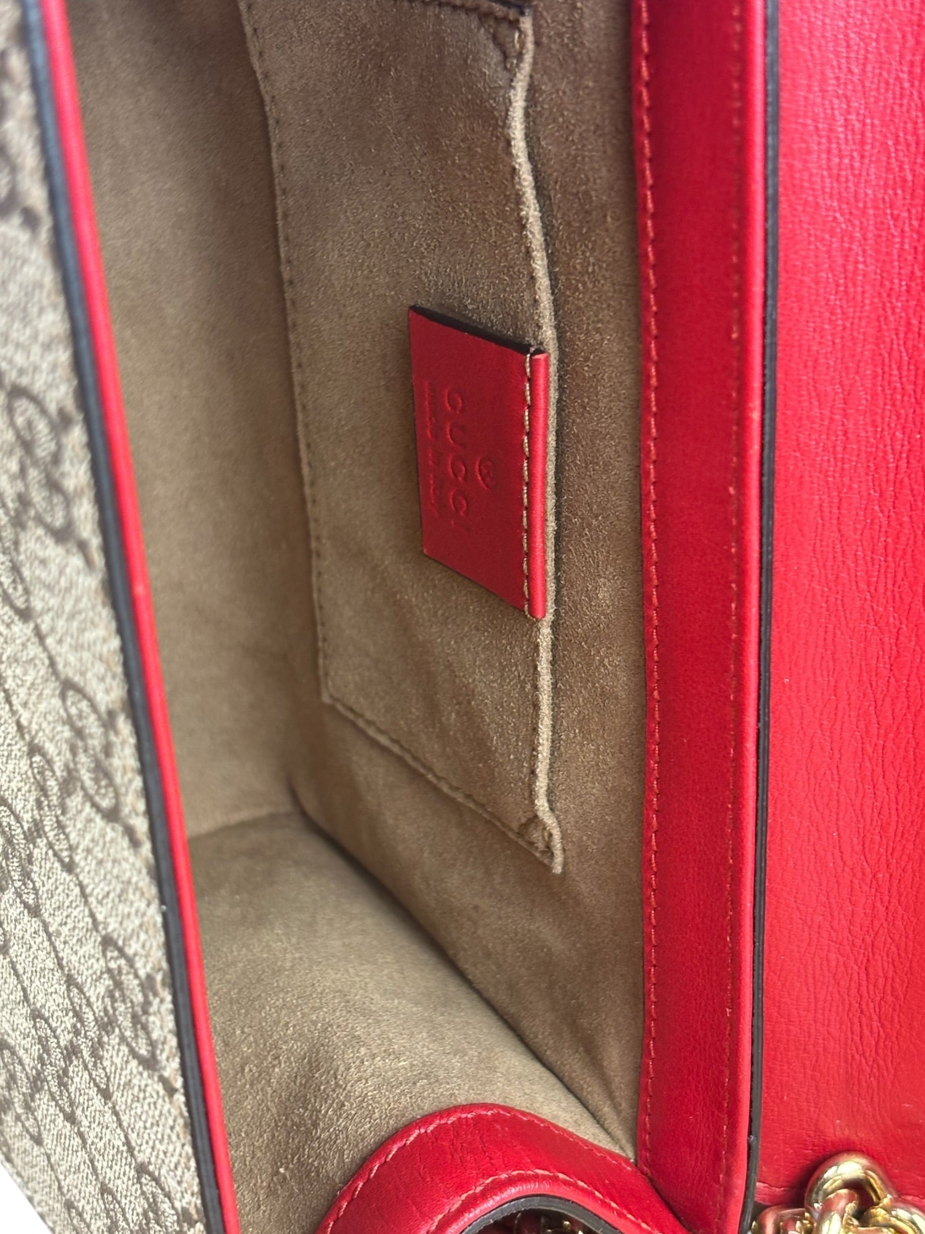 Gucci Padlock Medium Leather Chain Shoulder Bag Beige/Red/Pink