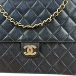 Chanel Black Diamond Stitch Lambskin Square Flap 1988