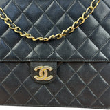 Chanel Black Diamond Stitch Lambskin Square Flap 1988