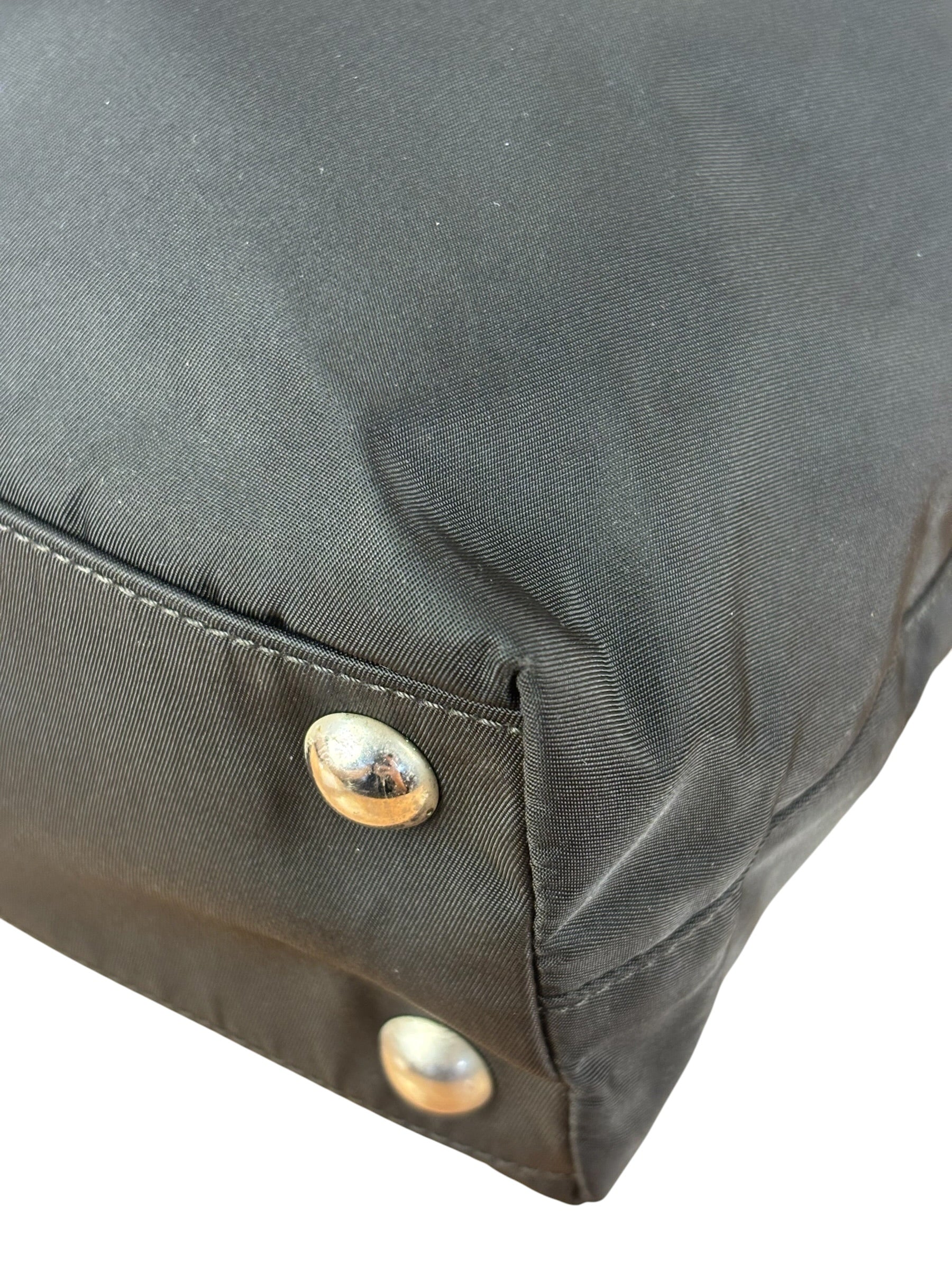 Prada Black Tessuto Nylon Leather Trim Hand Bag