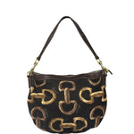 Gucci Black/Brown Leather Trim Half-Moon Hobo Bag