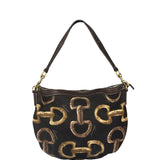 Gucci Black/Brown Leather Trim Half-Moon Hobo Bag