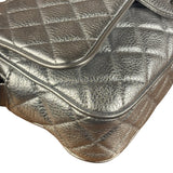 Chanel CC Silver Metallic Quilted Flap Shoulder Bag 2017