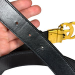 Gucci Belt Reversible GG Supreme/Black Gold Toned Hardware