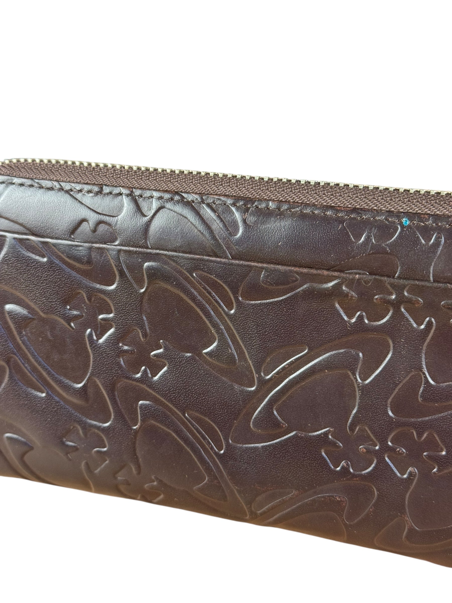 Vivienne Westwood Brown Leather Logo Zippy Wallet