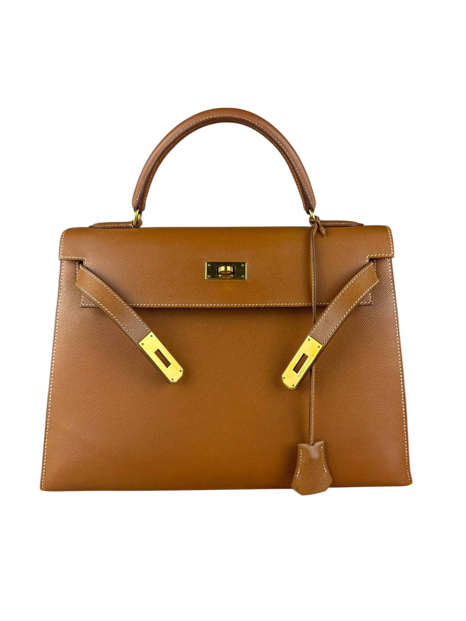 Hermes Kelly 32 Sellier Epsom Gold Handbag 1995