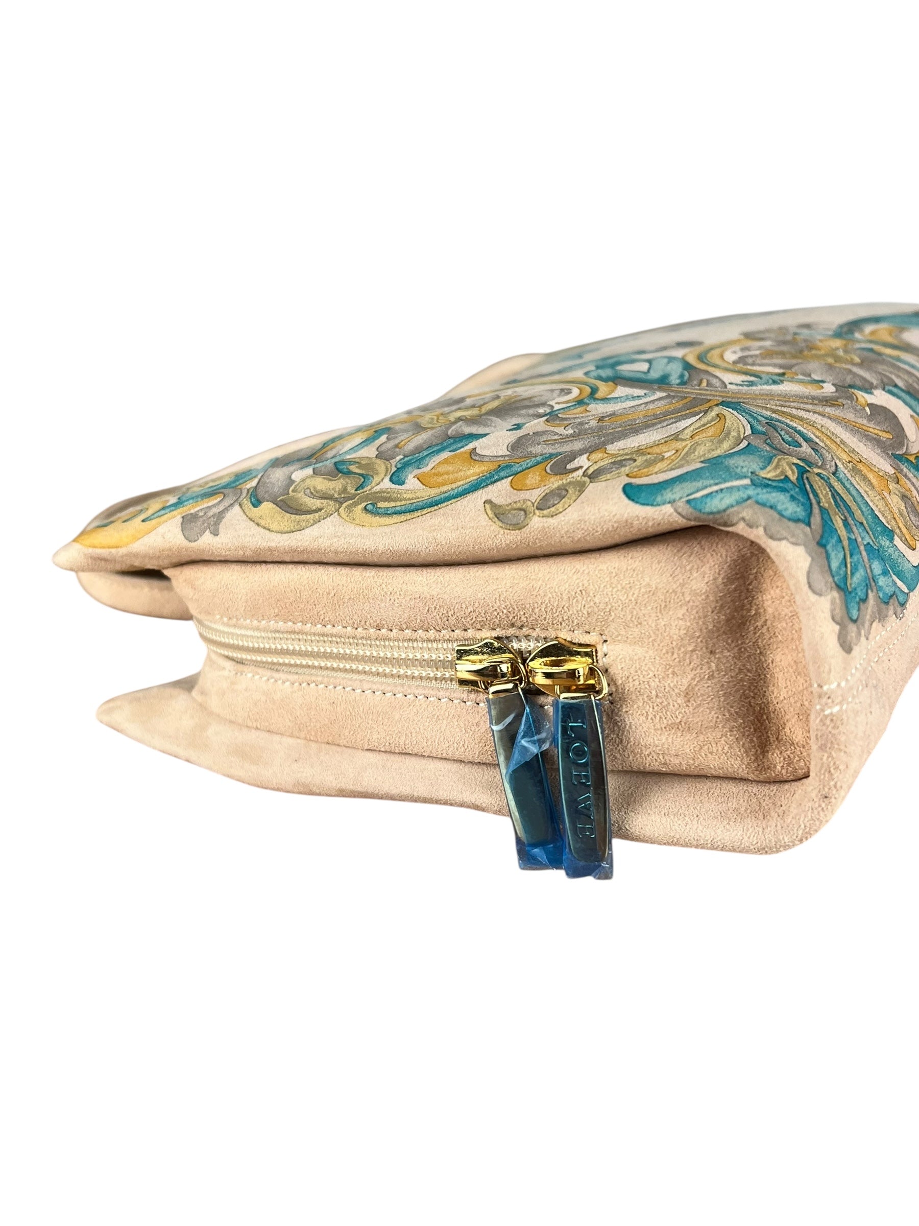 Loewe Vintage Floral Print Suede Handbag