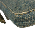 Fendi Denim/Snakeskin Trim Mini Baguette