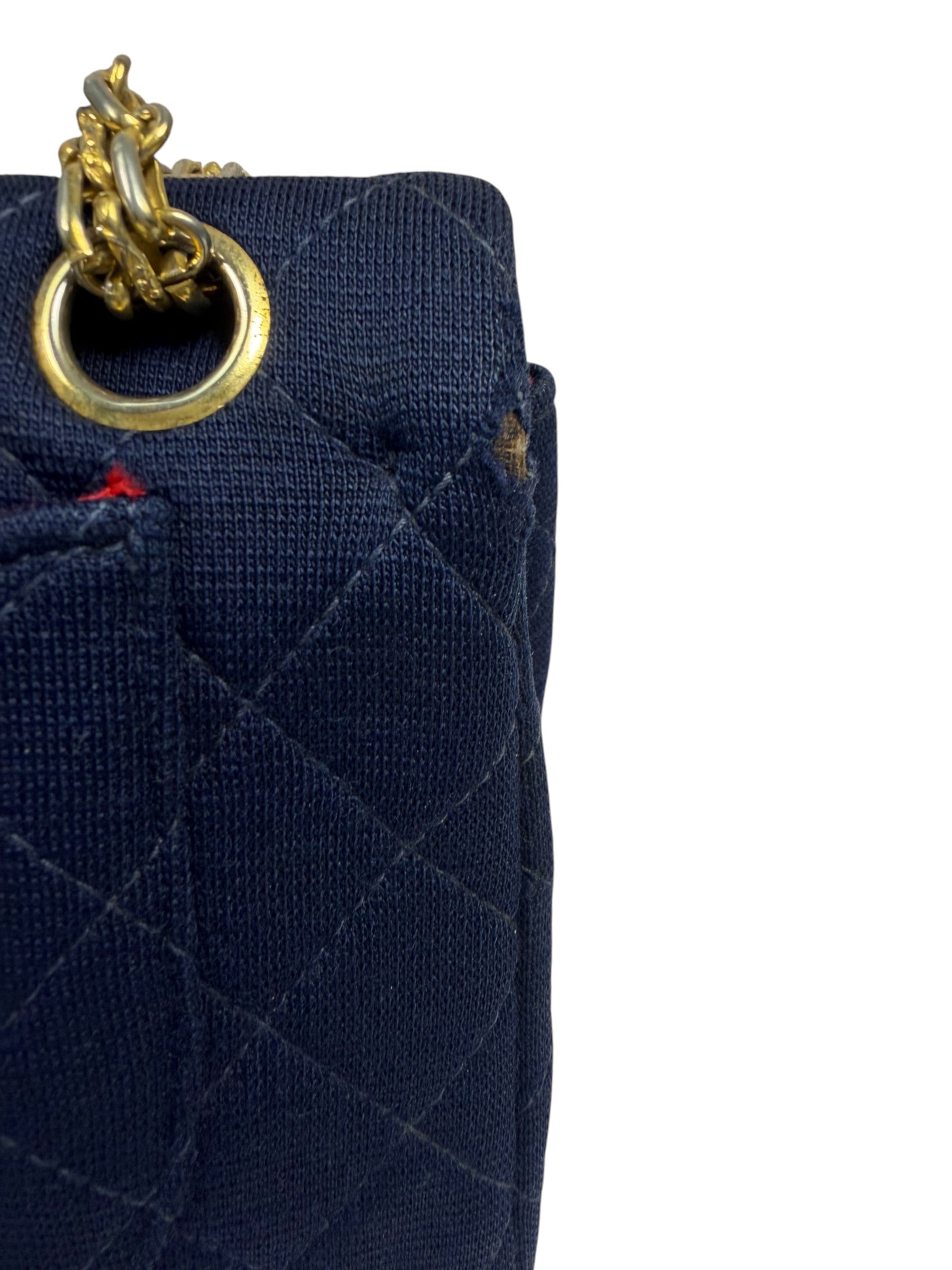 Chanel Navy Quilted Denim Double Flap Bag