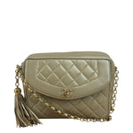 Chanel Tan Brown Quilted Leather Flap Chain Camera Bag