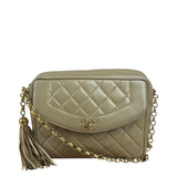 Chanel Tan Brown Quilted Leather Flap Chain Camera Bag