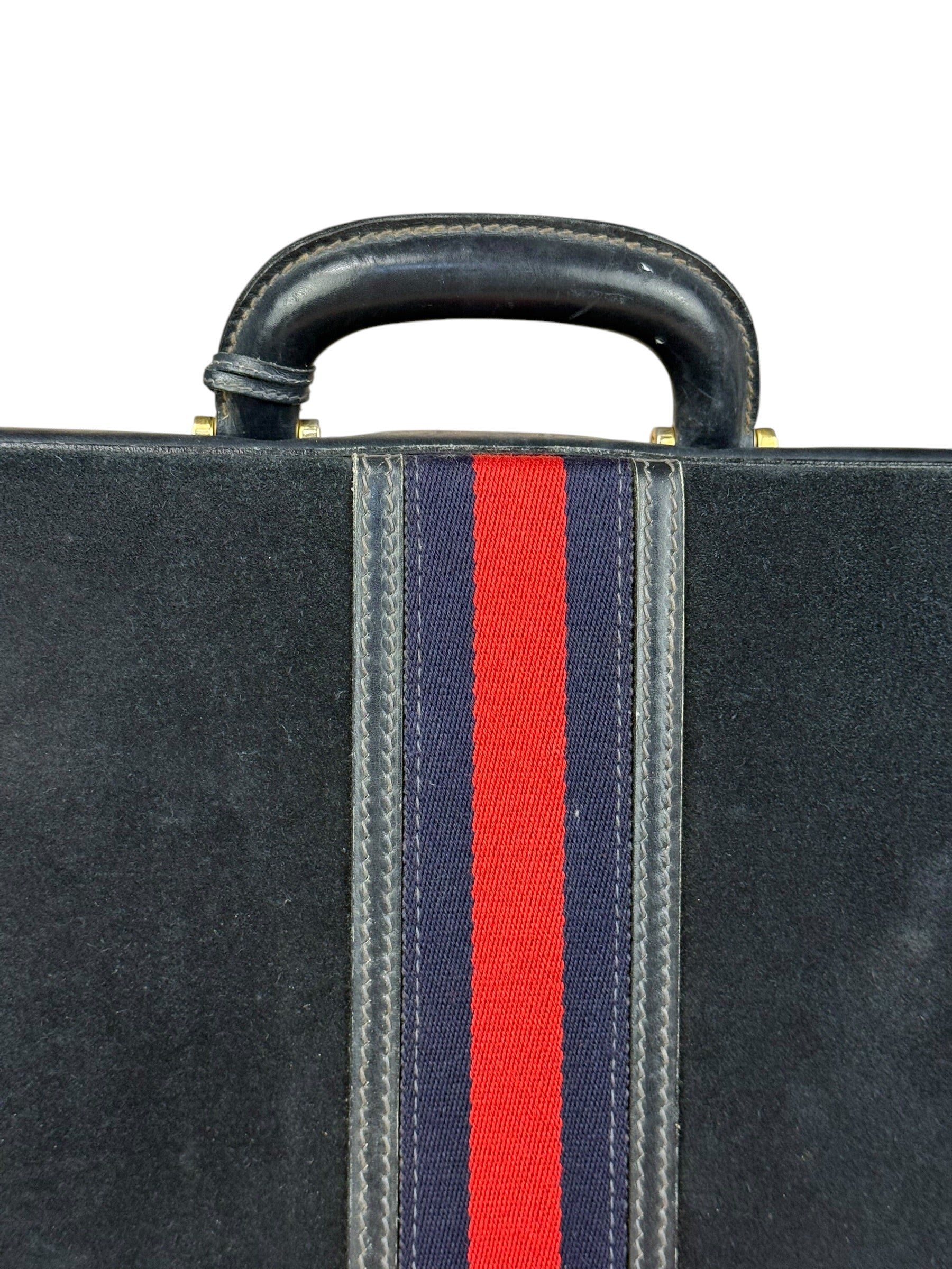 Gucci Navy Suede Vintage Briefcase