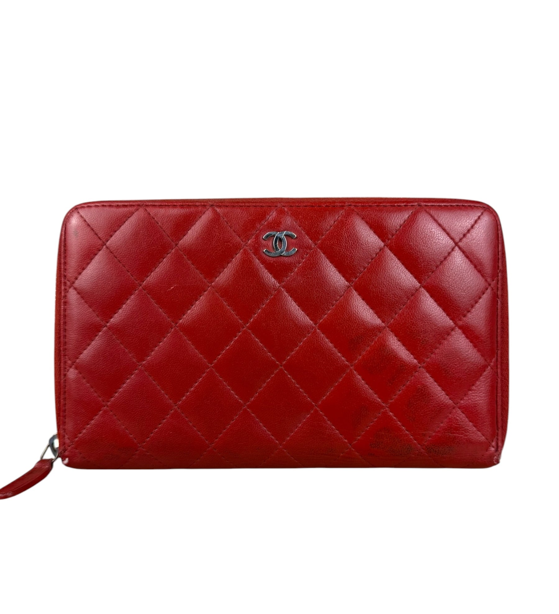 Chanel Red Quilted Leather Long Organizer Wallet 2010