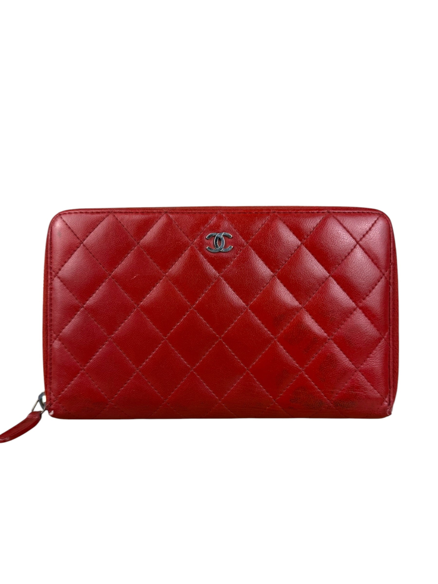Chanel Red Quilted Leather Long Organizer Wallet 2010