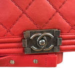 Chanel Red Quilted Lambskin Boy Flap Bag 2013