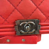 Chanel Red Quilted Lambskin Boy Flap Bag 2013