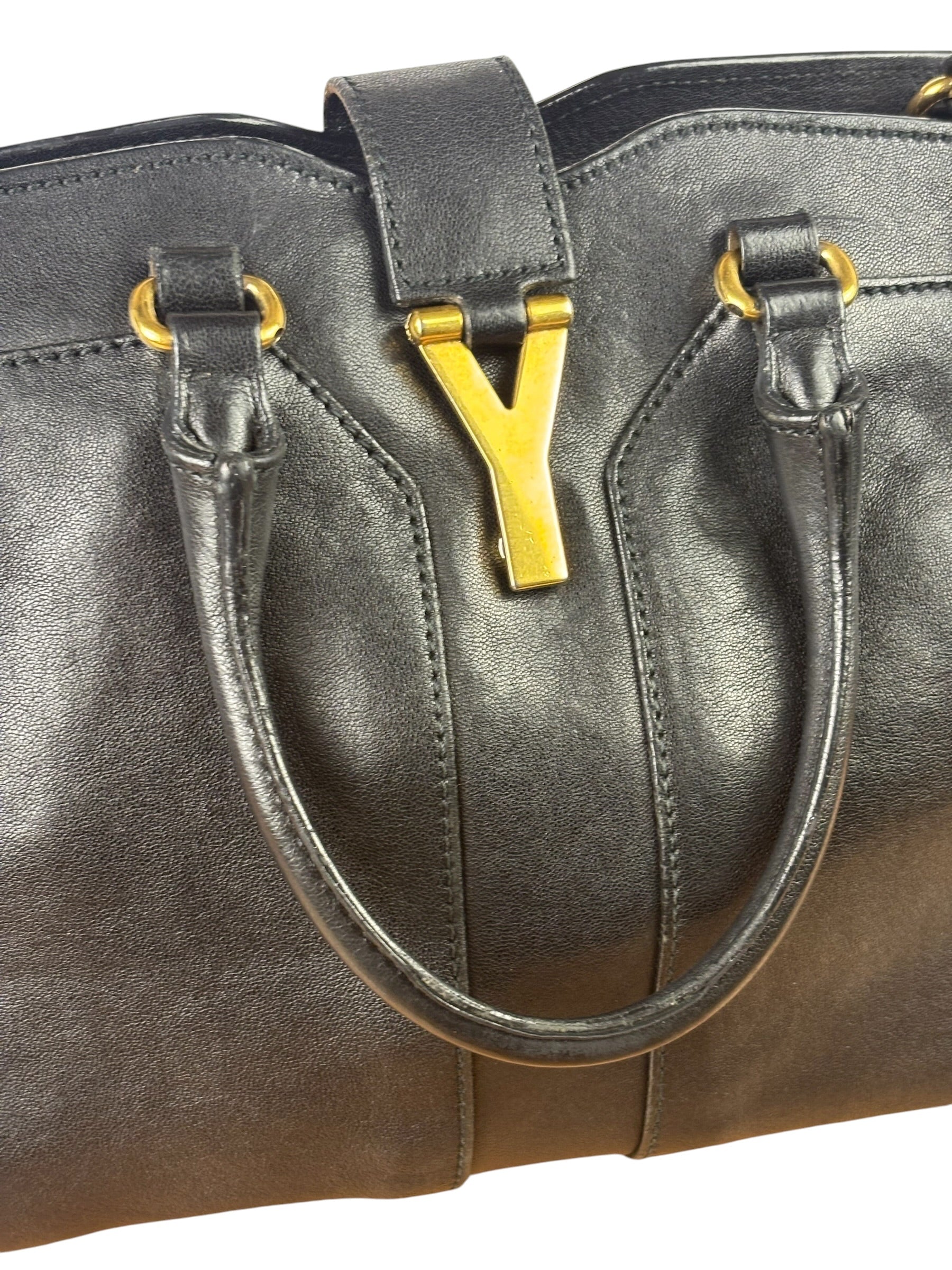 YSL Black Leather Cabas Chyc 2Way
