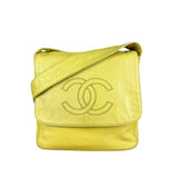 Chanel CC 1997 Chartreuse Leather Flap Shoulder Bag