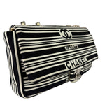 Chanel Black/White Leather Trim/Cloth Venise Biarritz Flap Bag 2019