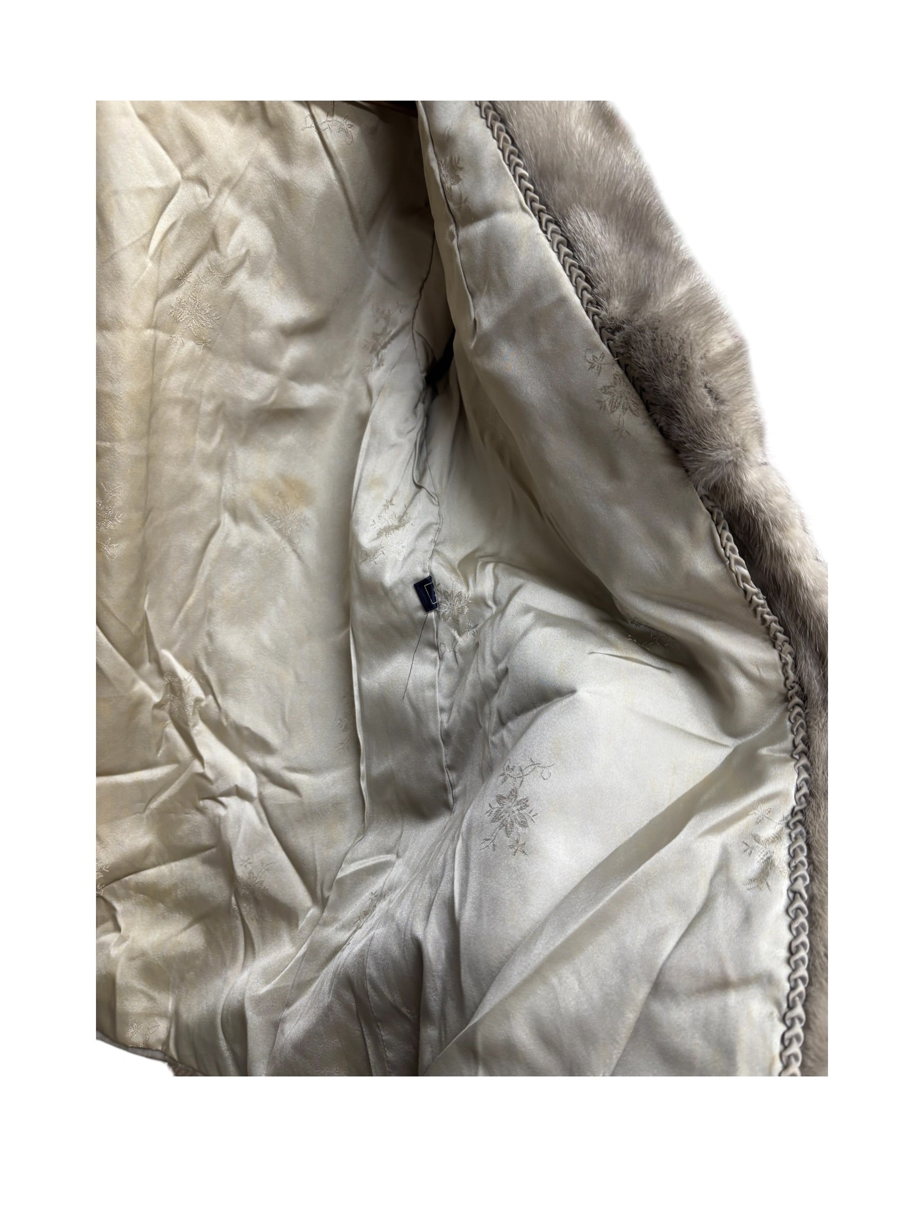 Vintage Light Grey Chevron Patterned Mink Coat
