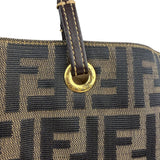 Fendi Brown Leather Trim Canvas  Zucca Tote Bag