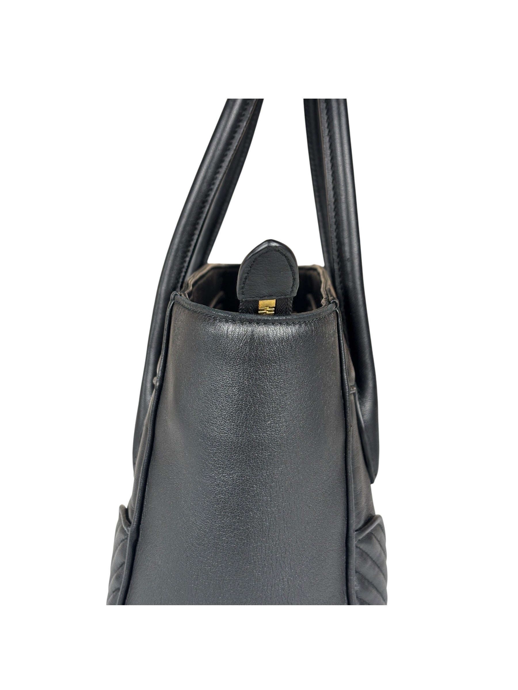 Miu Miu Black Leather Nappa Biker Tote Bag