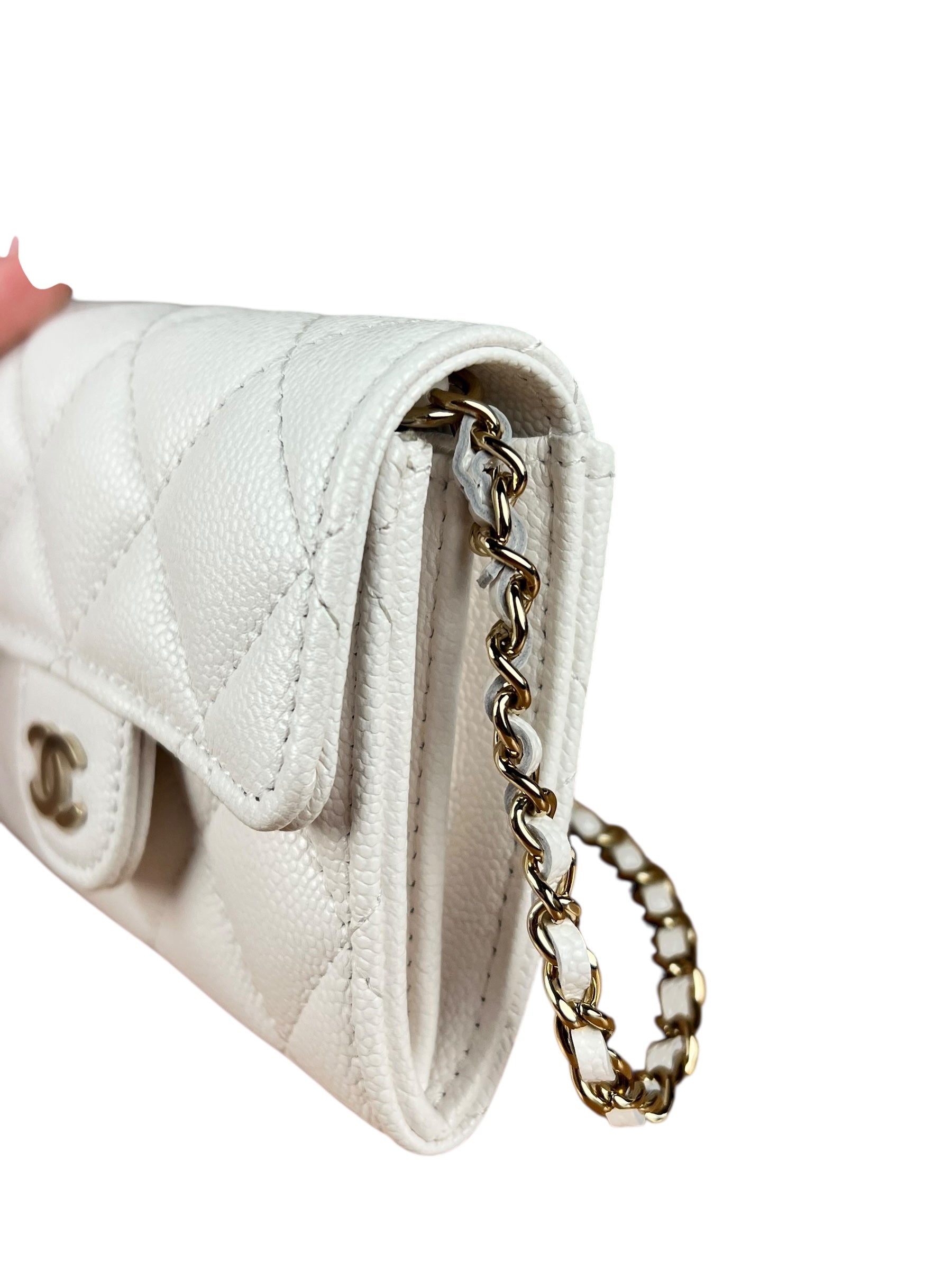 Chanel Classic Flap Card Holder on Chain Quilted Caviar Black
