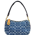 Coach Signature Blue Jacquard Denim Swing Zip Shoulder Bag