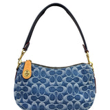 Coach Signature Blue Jacquard Denim Swing Zip Shoulder Bag