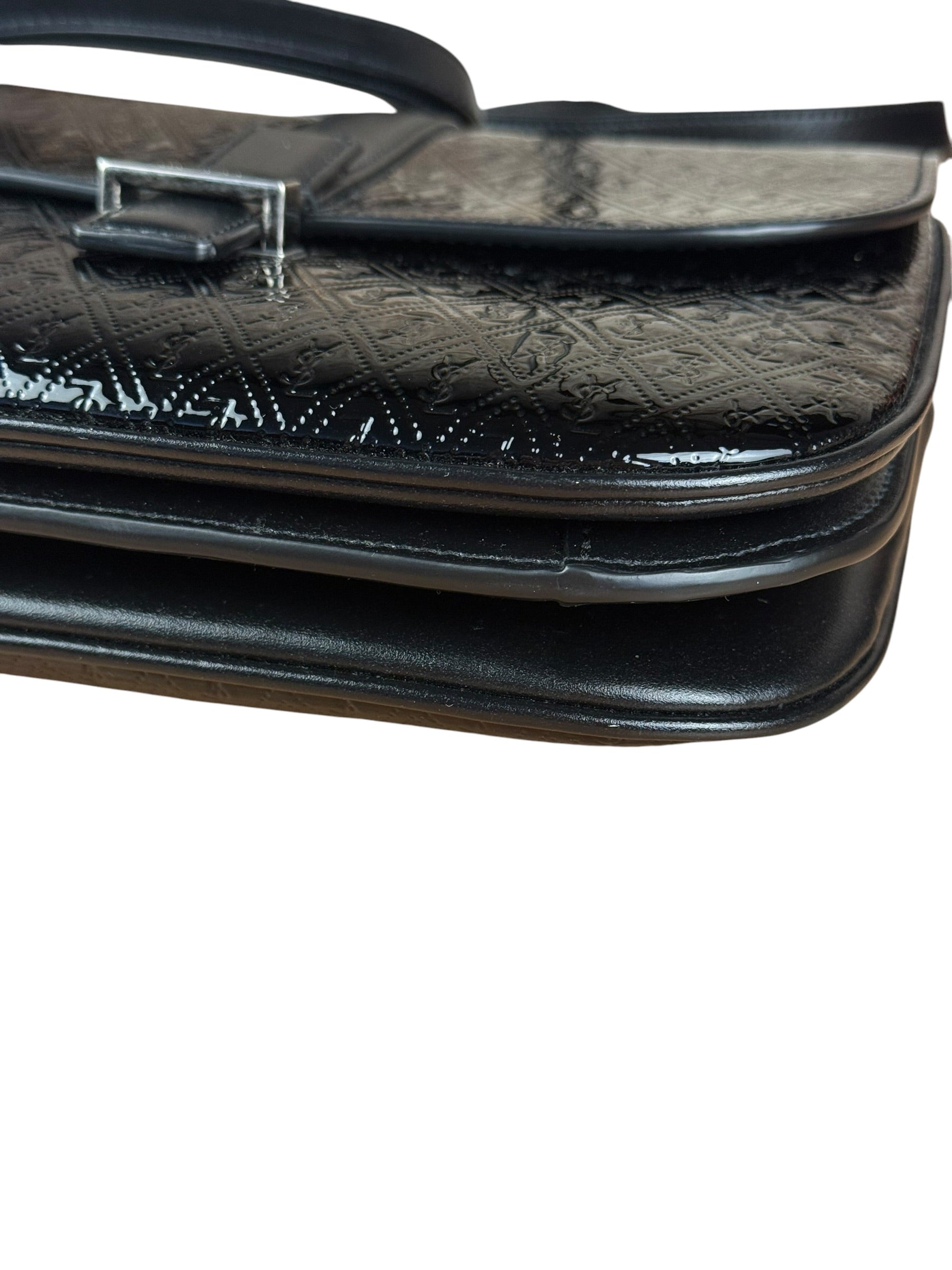Saint Laurent Black Monogram Patent Leather Shoulder Bag