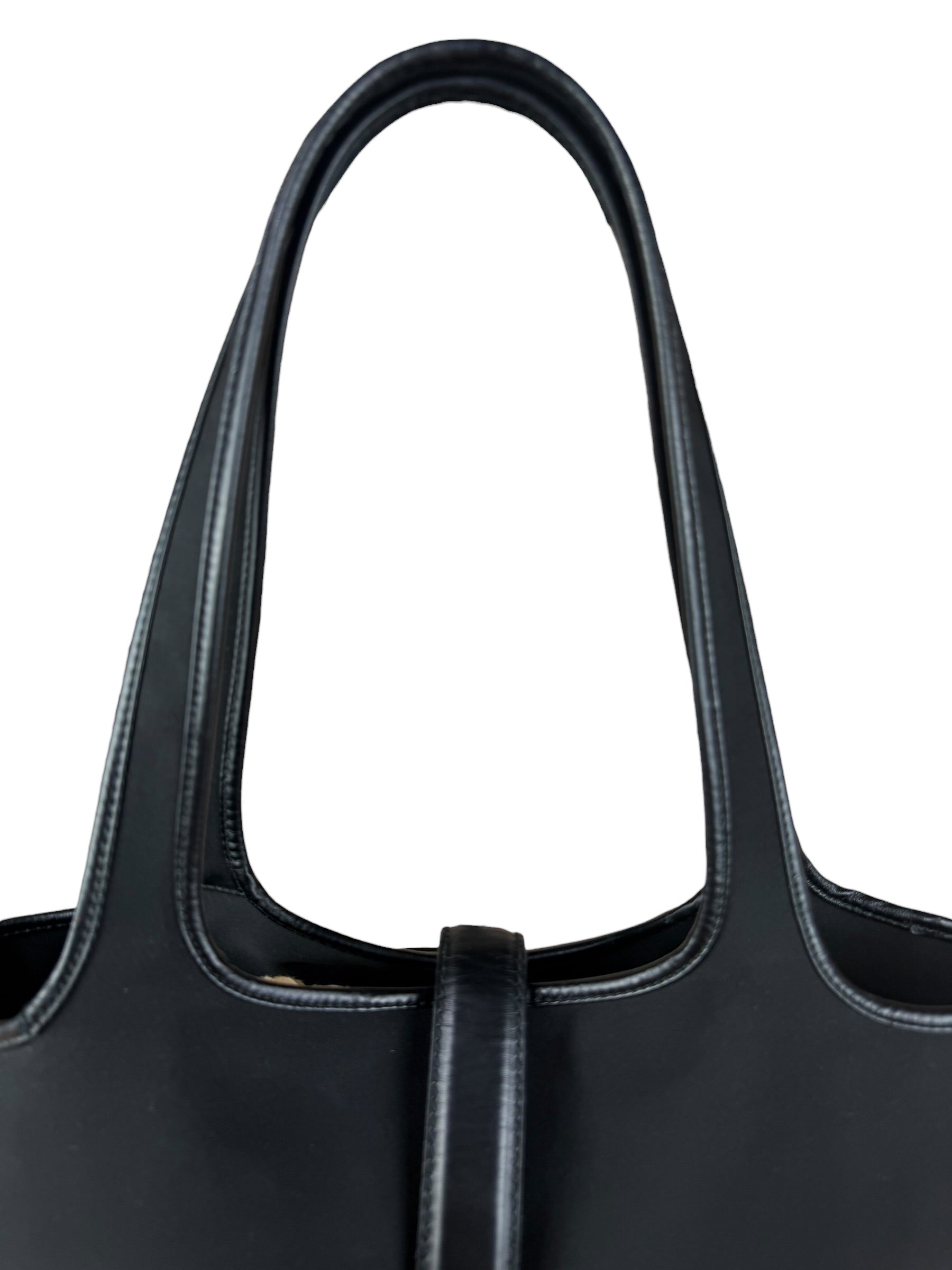Ferragamo Vintage Black Leather Lined Shoulder Tote