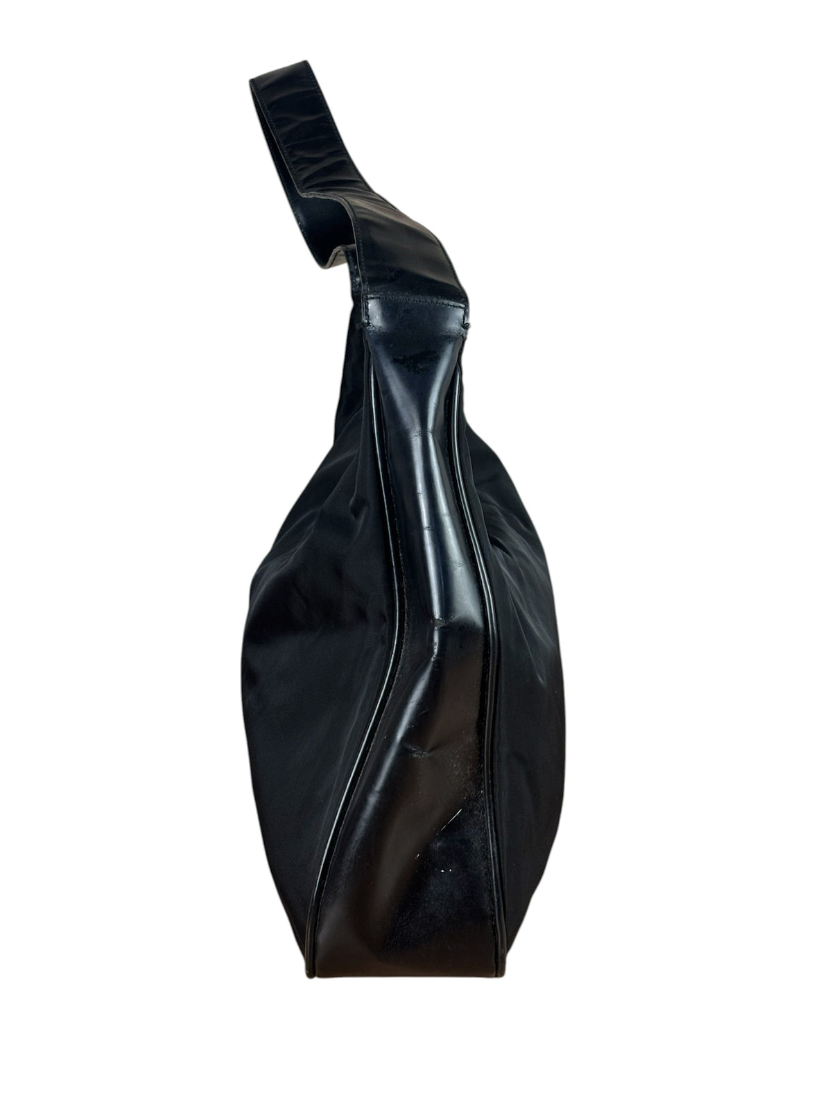 Prada Black Tessuto Nylon/Leather Large Spazzolato Hobo Bag