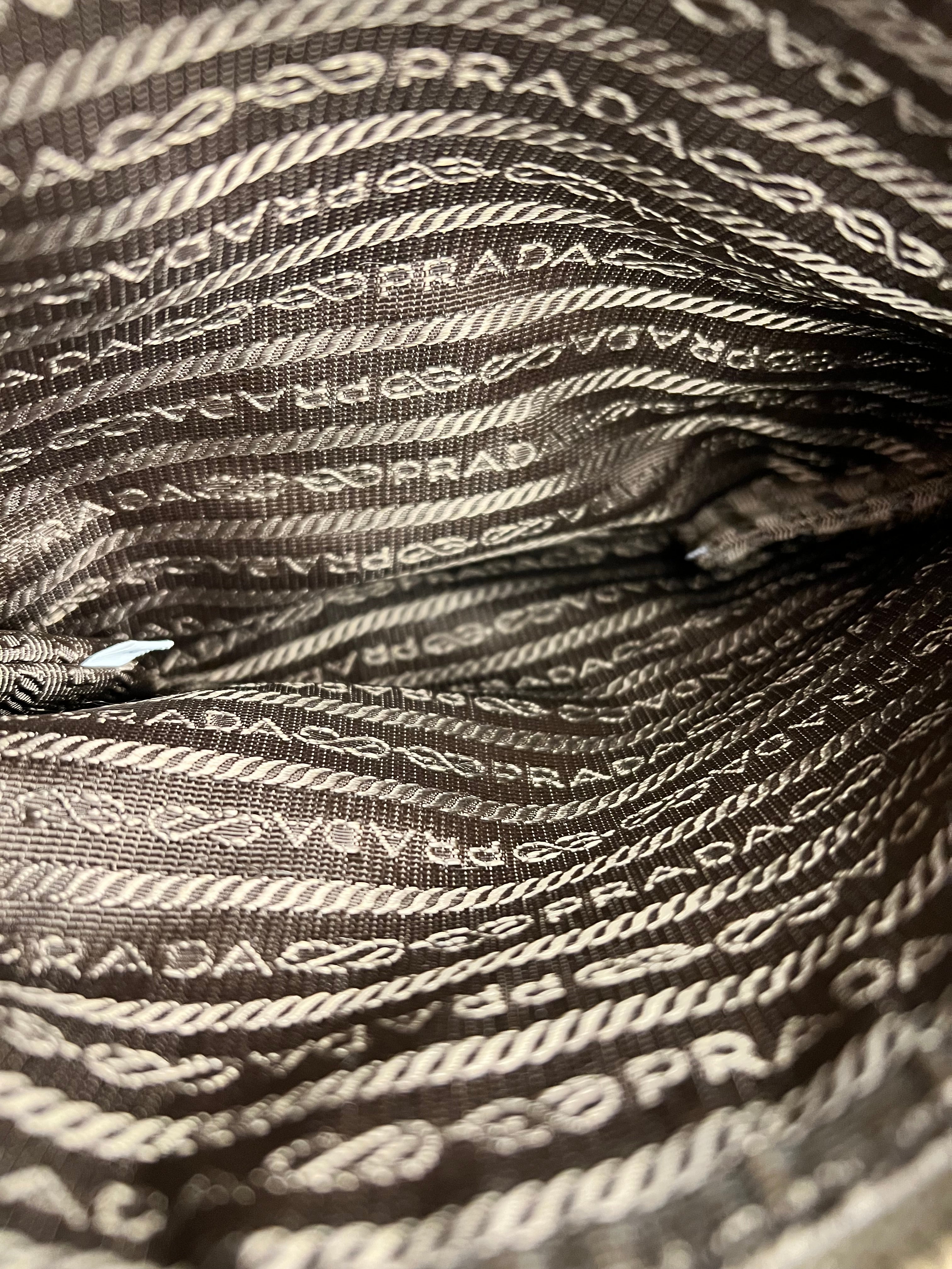 Prada Vintage Jacquard Logo Tote Brown