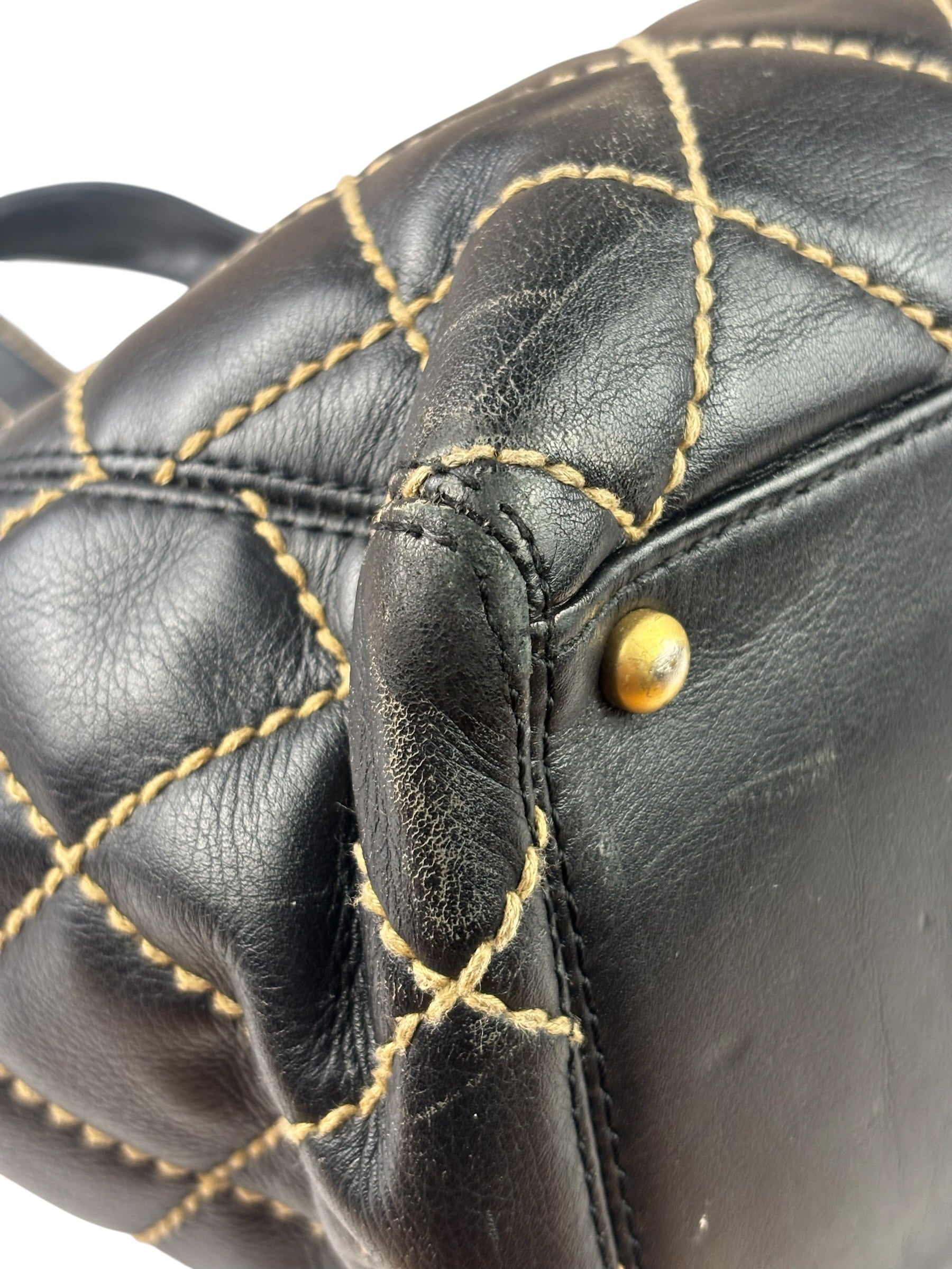 Chanel Black Leather Wild Stitch Surpique Tote 2005