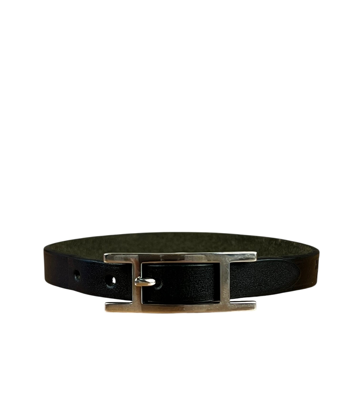 Hermes Black/Silver Behapi Leather Bracelet
