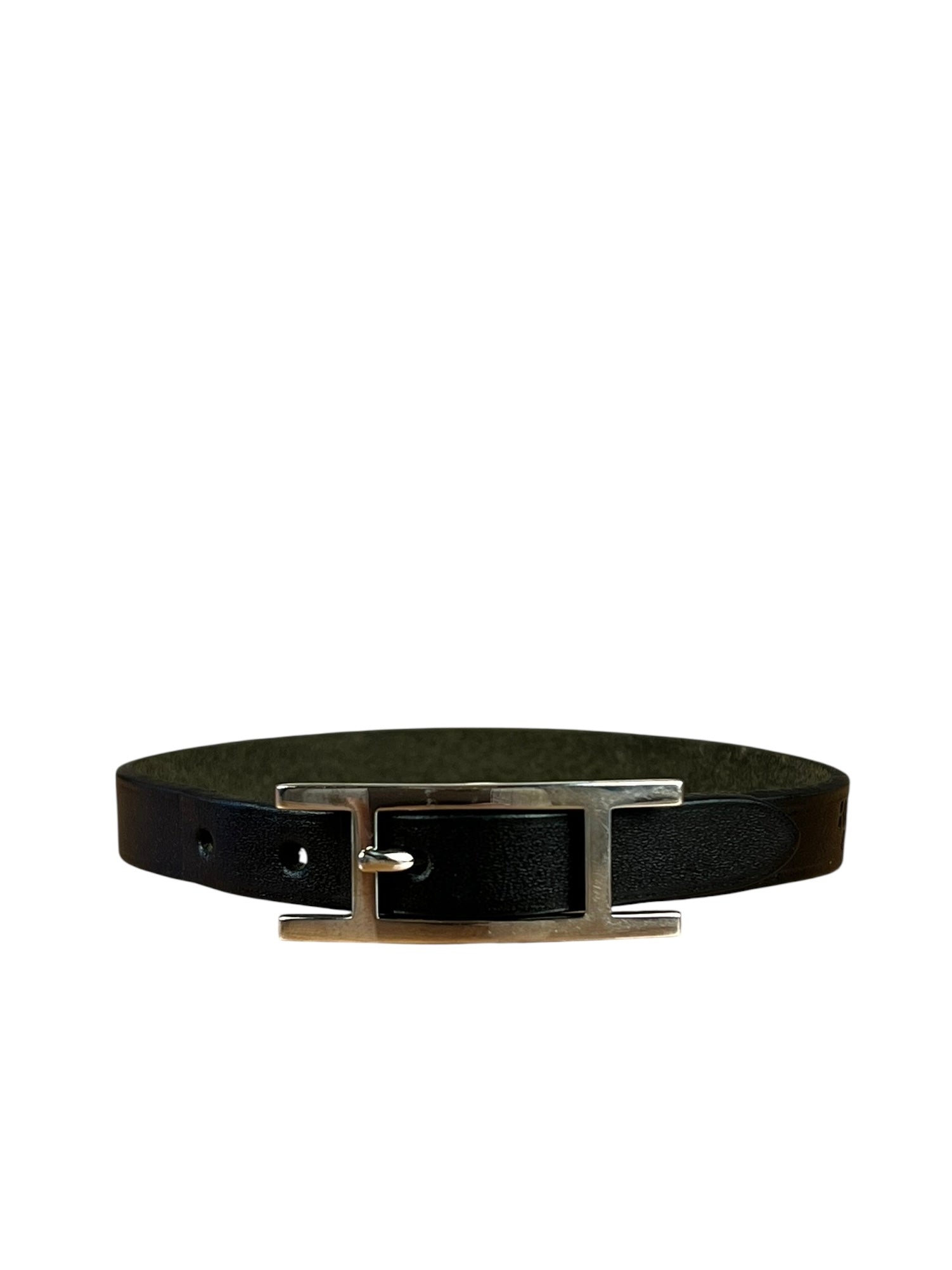Hermes Black/Silver Behapi Leather Bracelet