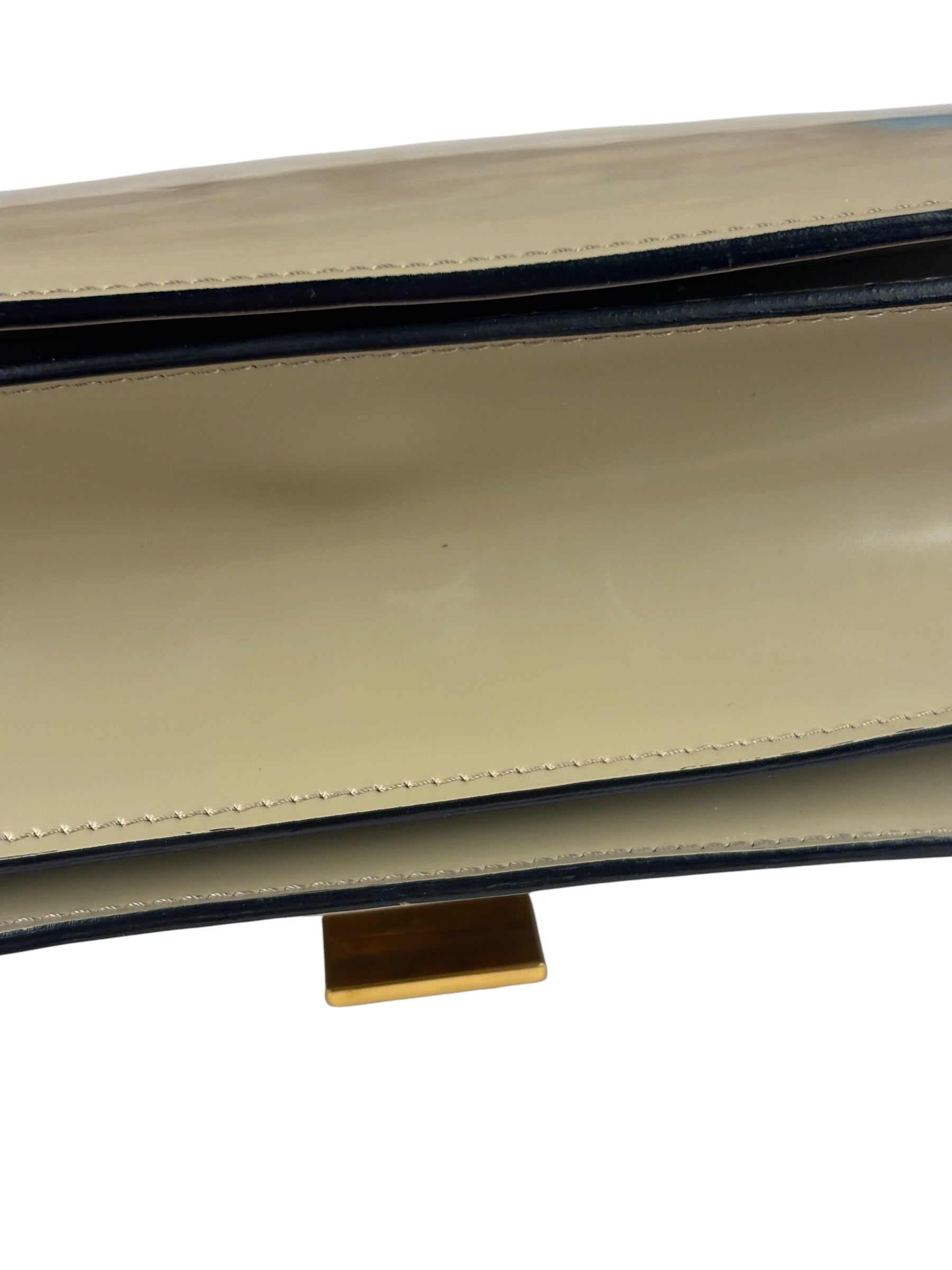 Celine Light Beige Patent Leather Classic Box Shoulder Bag
